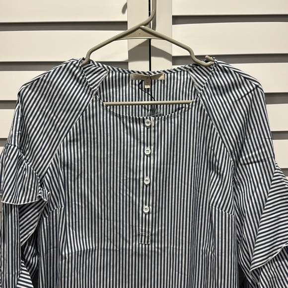 7 for All Mankind NWT Stripes Ruffle long sleeves blouse in Cotton/Nylon/Spandex - Picture 3 of 12